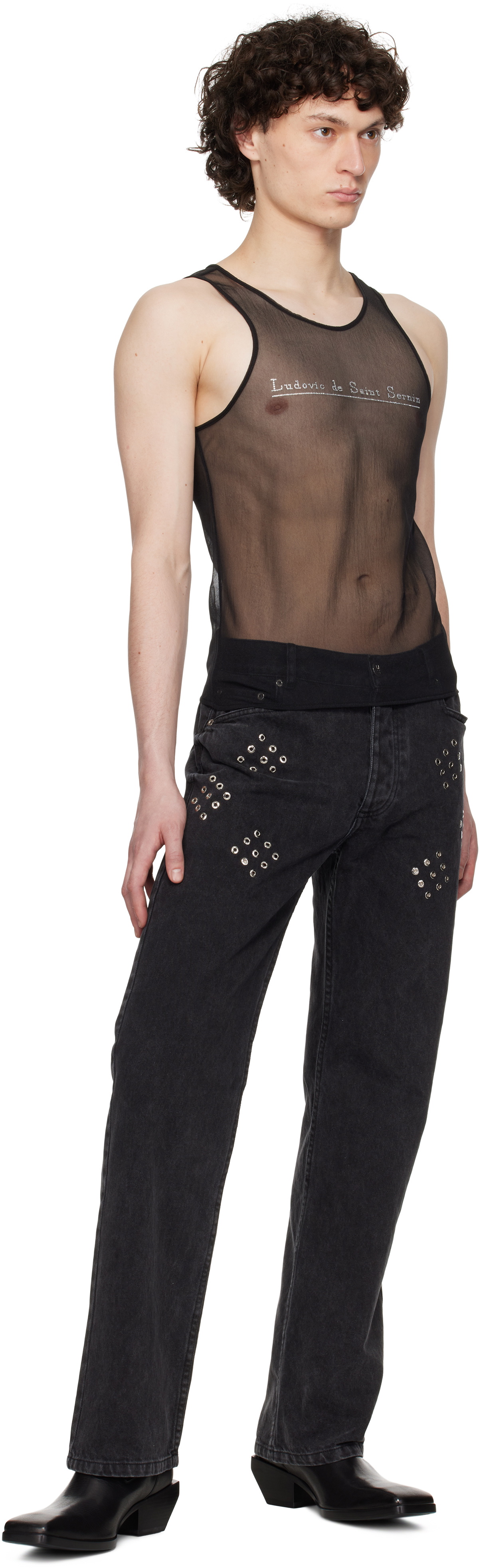 Ludovic de Saint Sernin Black Crystal Tank Top