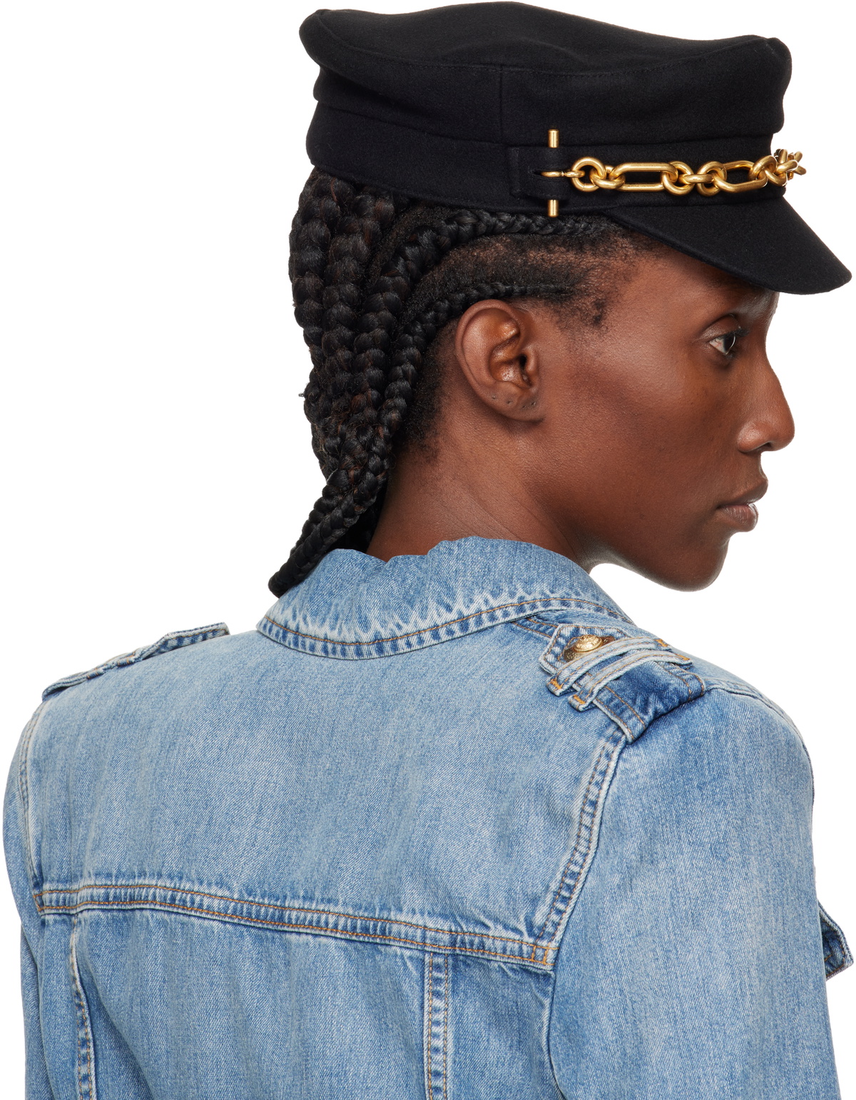 Balmain Black Brandebourg Wool Cap
