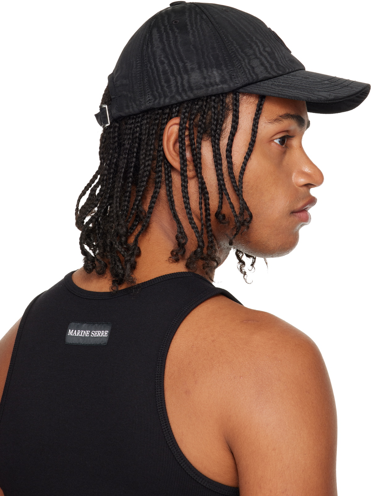 Marine Serre Black Recycled Moire Baseball Cap