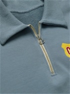 CHERRY LA - Logo-Appliquéd Cotton-Jersey Half-Zip Sweatshirt - Blue