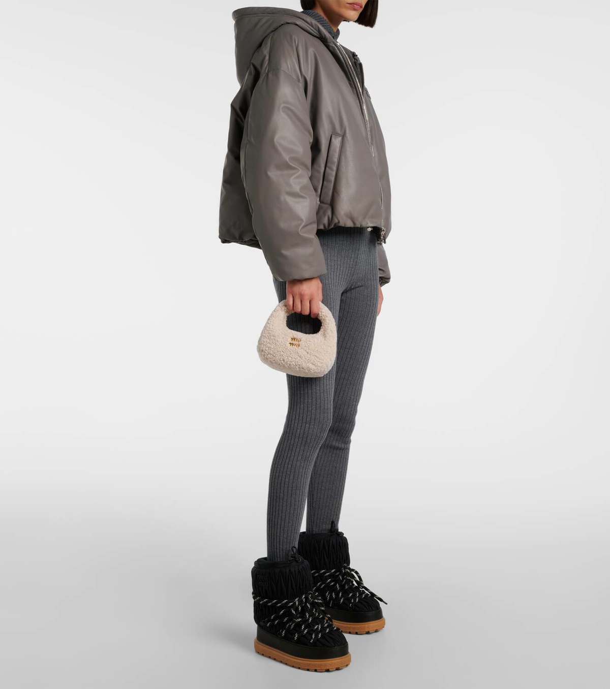 Miu Miu Wander Mini shearling shoulder bag Miu Miu