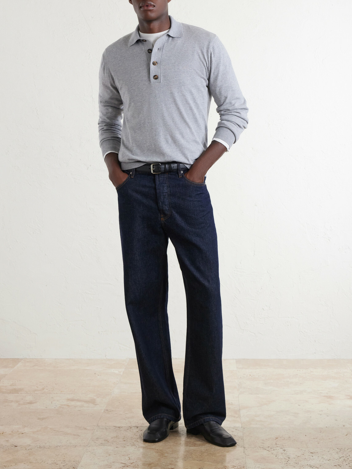 Eleventy - Cotton and Cashmere-Blend Polo Shirt - Gray