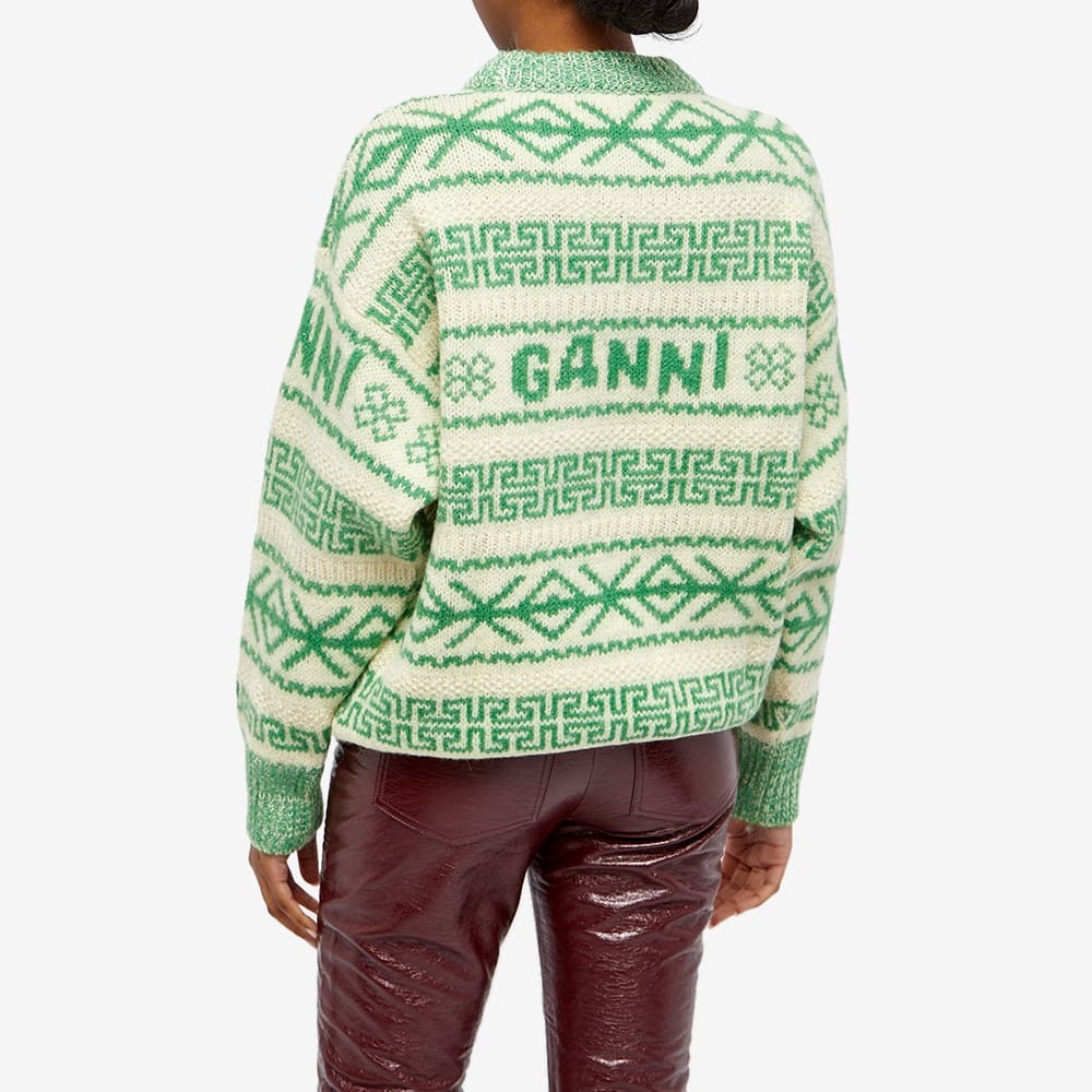 GANNI Women s Pullover Logo Pattern Jumper in Egret