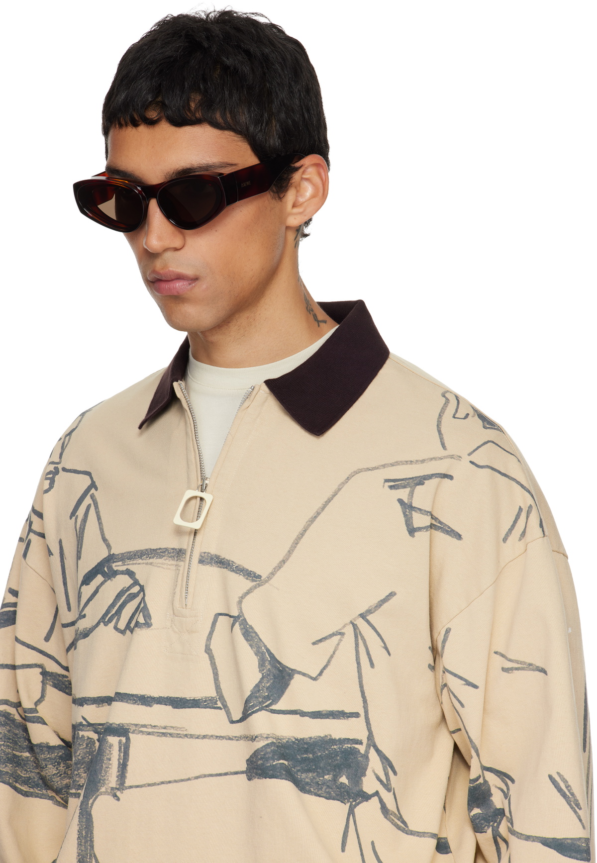 LOEWE Brown Paula's Ibiza Goggle Cat-Eye Sunglasses