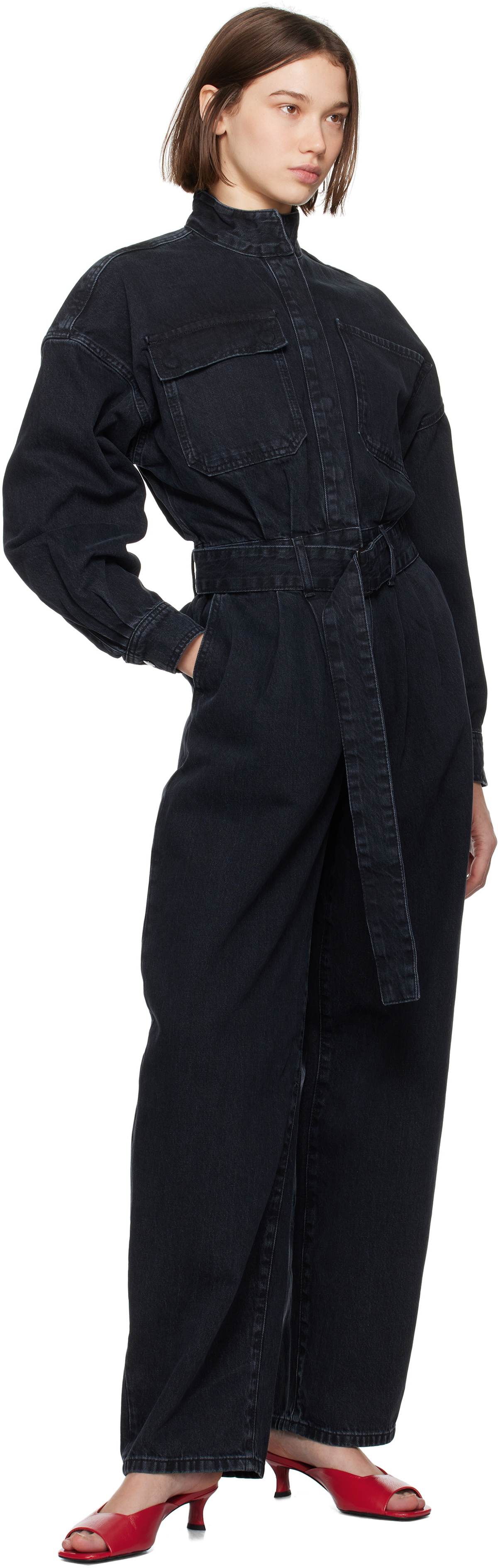 FRAME Black 'The Cocoon' Denim Jumpsuit