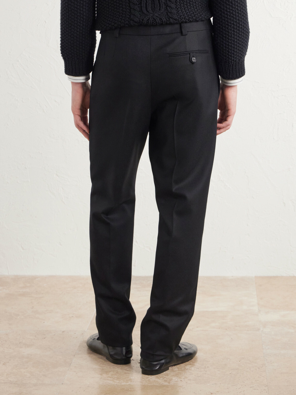 SAINT LAURENT - Tapered Brushed Wool Trousers - Black
