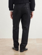 SAINT LAURENT - Tapered Brushed Wool Trousers - Black