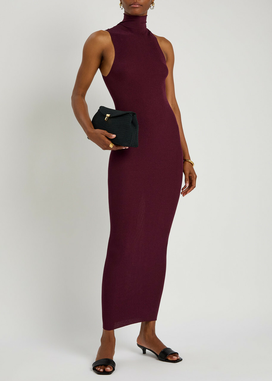 Armarium Cosima Fine-knit Midi Dress Dark Red
