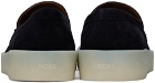 BOSS Navy Suede Logo Detail Loafers