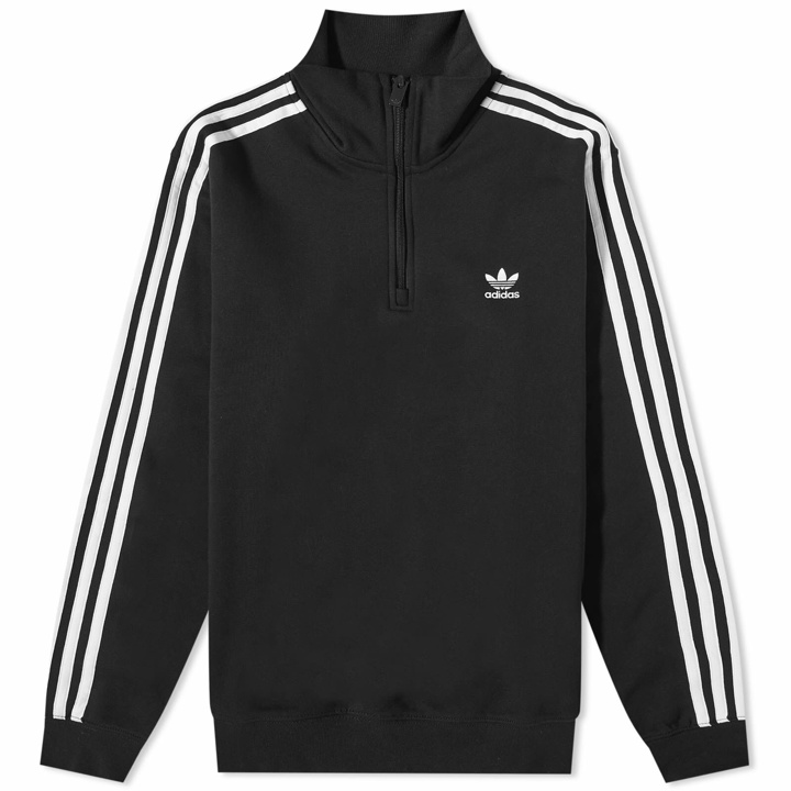 Photo: Adidas Men's 3 Stripe Half-Zip Sweat in Black/White
