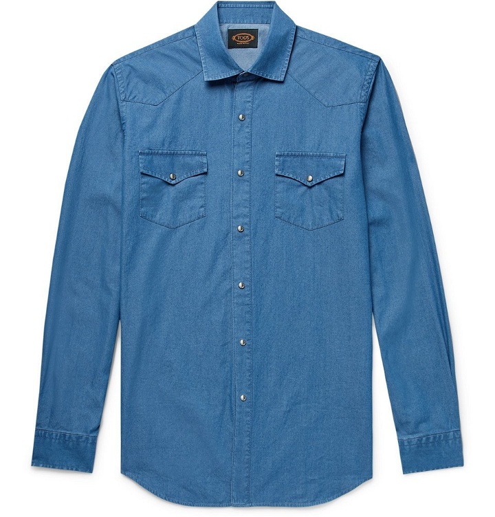 Photo: Tod's - Slim-Fit Garment-Dyed Cotton-Chambray Shirt - Blue