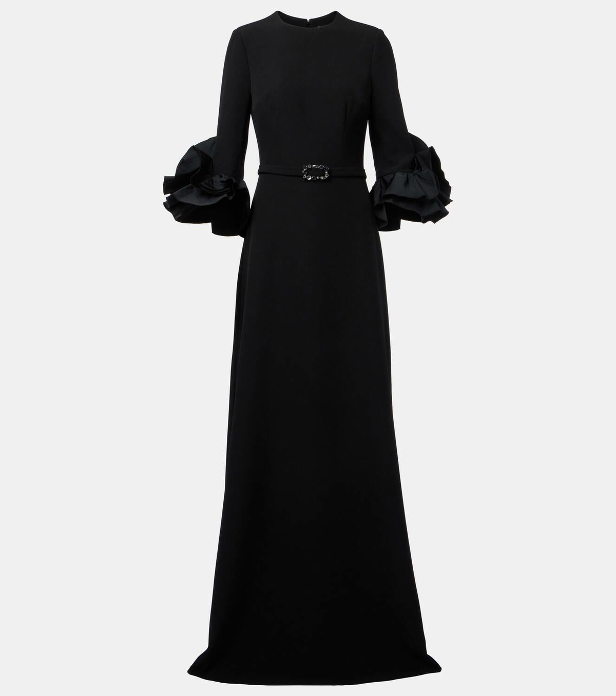 Safiyaa Belted ruffled crêpe gown