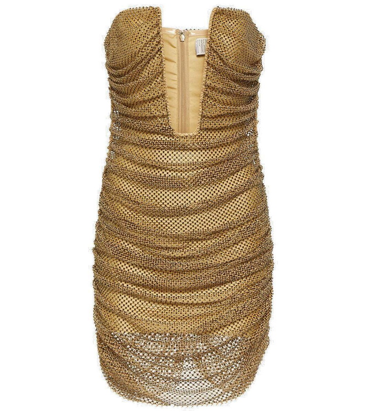 Photo: Giuseppe di Morabito Embellished ruched mesh minidress