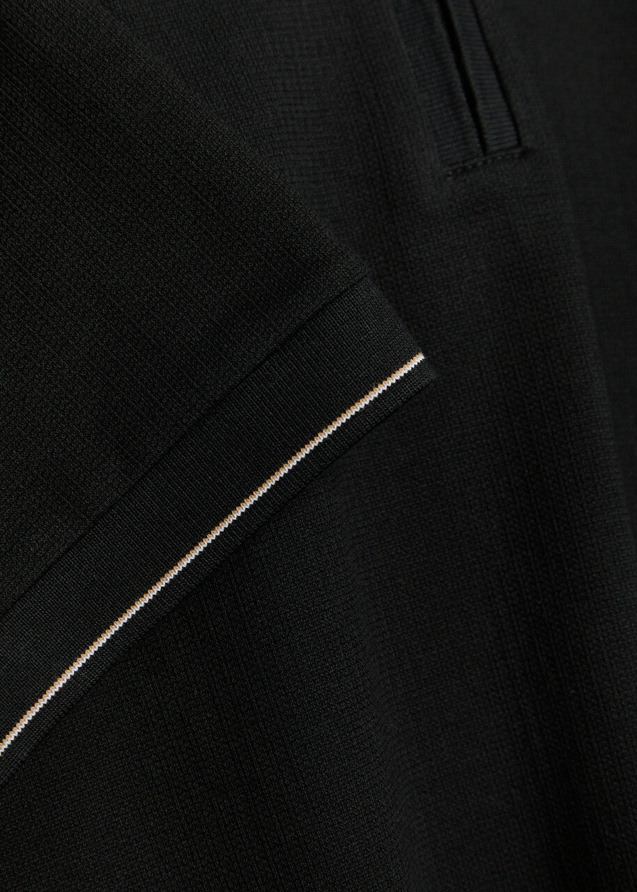 Boss Close-knit Cotton Polo Shirt Black