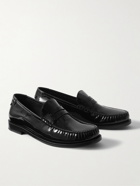 SAINT LAURENT - Le Loafer Monogram Logo-Appliquéd Patent-Leather Penny Loafers - Black