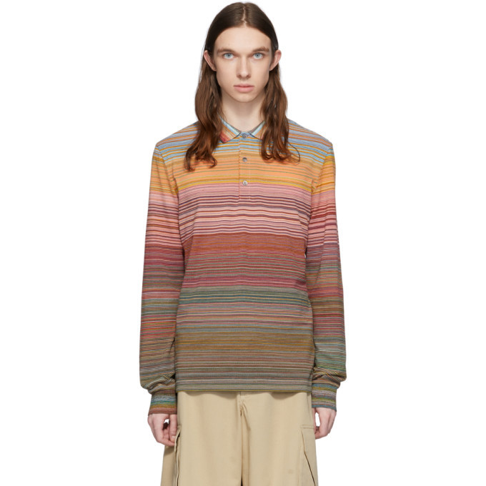 Photo: Missoni Orange and Multicolor Striped Long Sleeve Polo