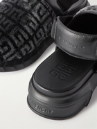 Givenchy - Marshmallow Logo-Print Shearling-Trimmed Leather Clogs - Black