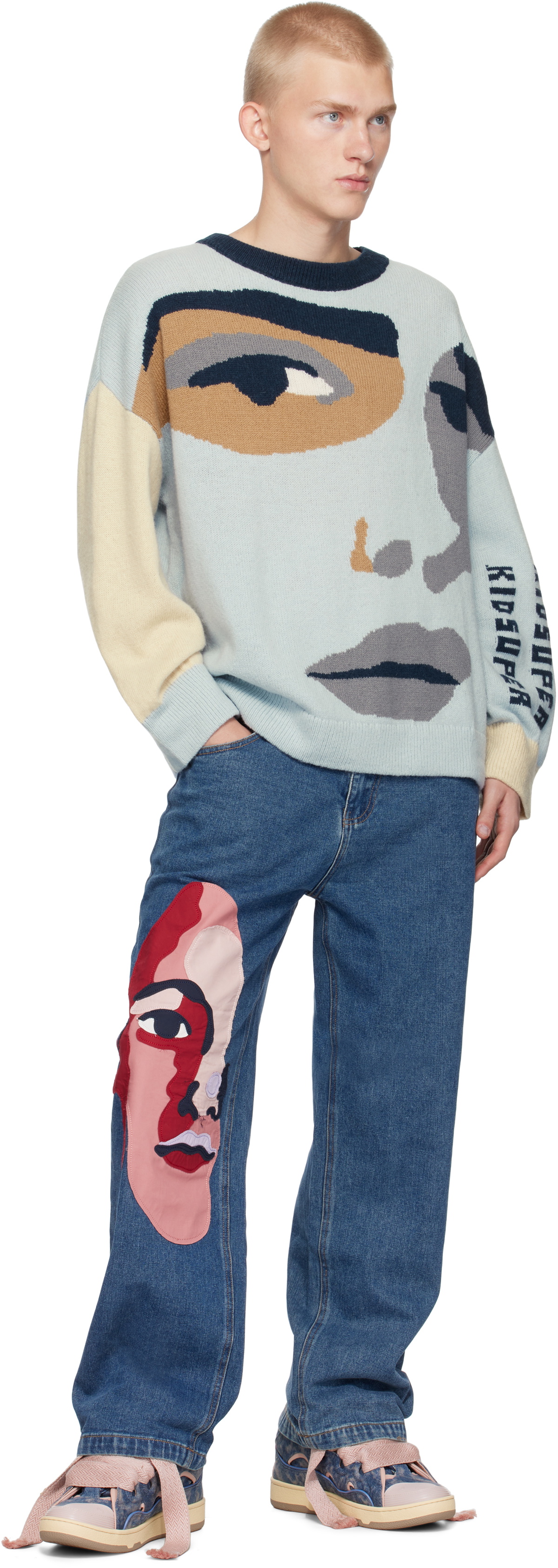 KidSuper Blue Face Boxy Sweater