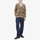 Beams Plus Men's Fair Isle Jaquard Cardigan in Beige