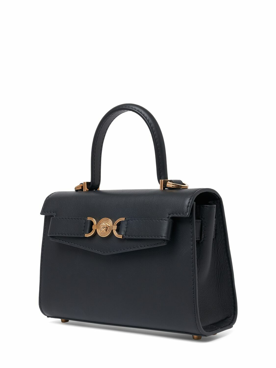 新品★VERSACE■トップハンドルバッグ レザー TOP HANDLE BAG Versace Black Small Leather TopHandle Shoulder Crossbody Bag