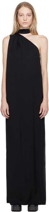 Photo: Stella McCartney Black One-Shoulder Scarf Maxi Dress