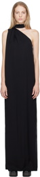 Stella McCartney Black One-Shoulder Scarf Maxi Dress