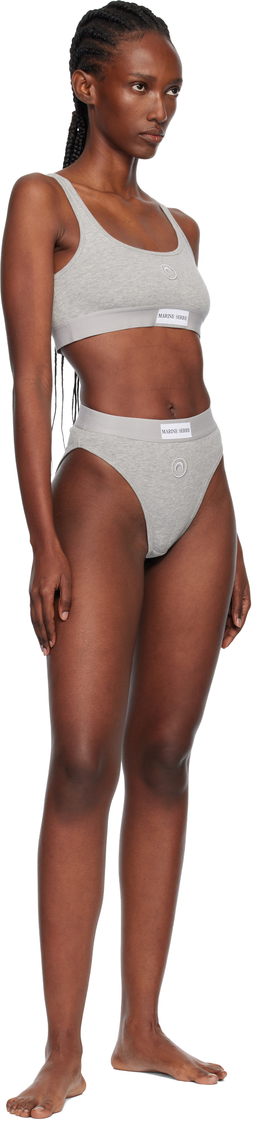 Marine Serre Gray Moon Logo Stretched Jersey High-Waist Briefs