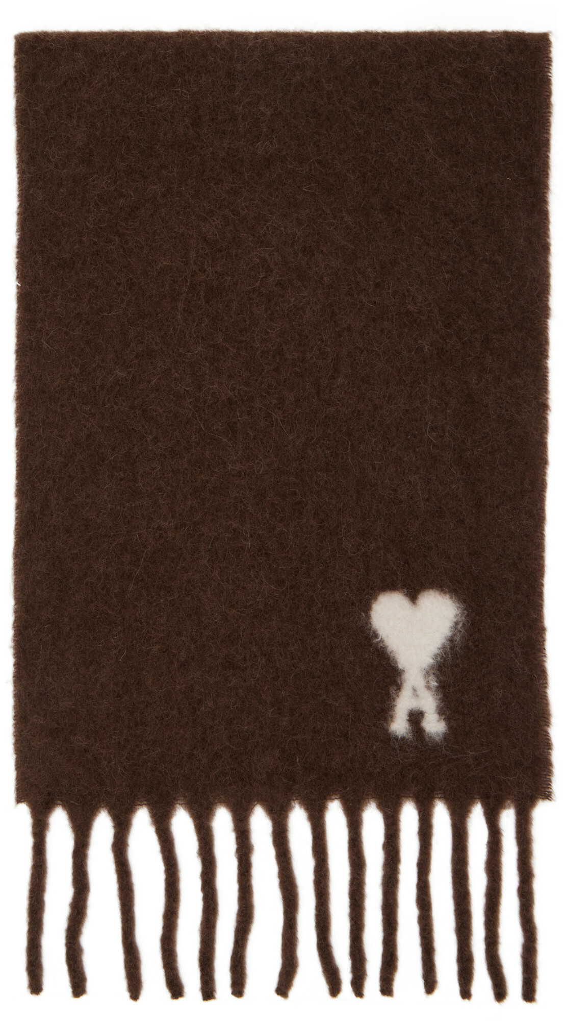 AMI Paris Brown Alpaca Ami de Coeur Scarf AMI