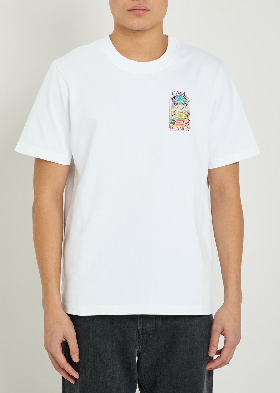 Casablanca Landscape Printed Cotton T-shirt White