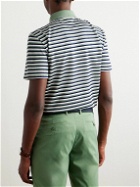 RLX Ralph Lauren - Logo-Embroidered Striped Cotton-Blend Jersey Golf Polo Shirt - Green