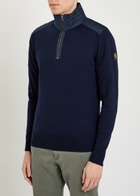 Belstaff Kilmington Quater zip Knit Wool-blend Jumper Navy