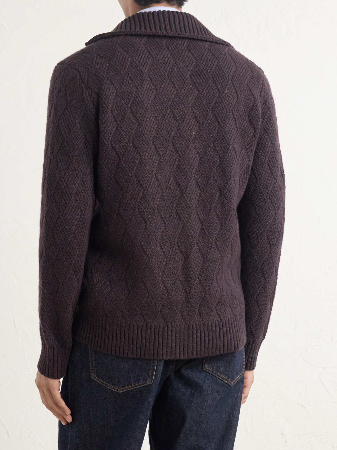 Eleventy - Cable-Knit Wool and Cashmere-Blend Zip-Up Sweater - Burgundy