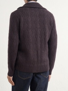 Eleventy - Cable-Knit Wool and Cashmere-Blend Zip-Up Sweater - Burgundy