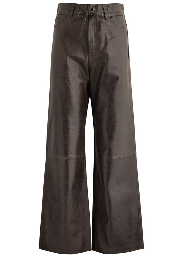 Photo: Day Birger ET Mikkelsen Elijah Belted Straight-leg Leather Trousers Brown