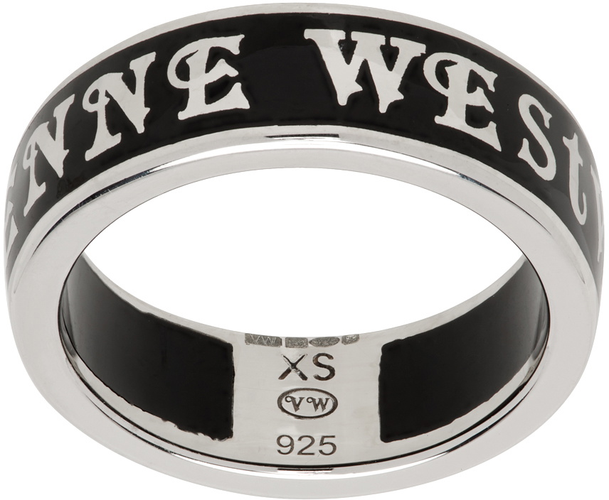 Vivienne Westwood Black & Silver Conduit Street Ring