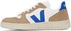 VEJA White & Brown V-10 Leather Sneakers