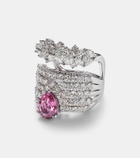 Yeprem Reign Supreme 18kt white gold ring with diamonds and sapphire
