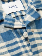 BODE - Putnam Camp-Collar Checked Cotton-Flannel Shirt Jacket - Blue