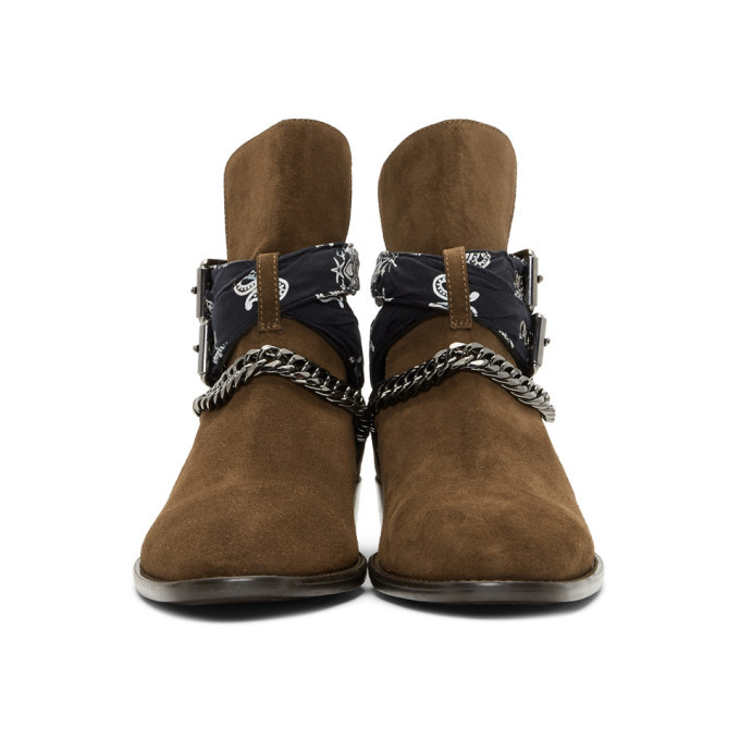 Amiri Brown Suede Bandana Buckle Boots Amiri