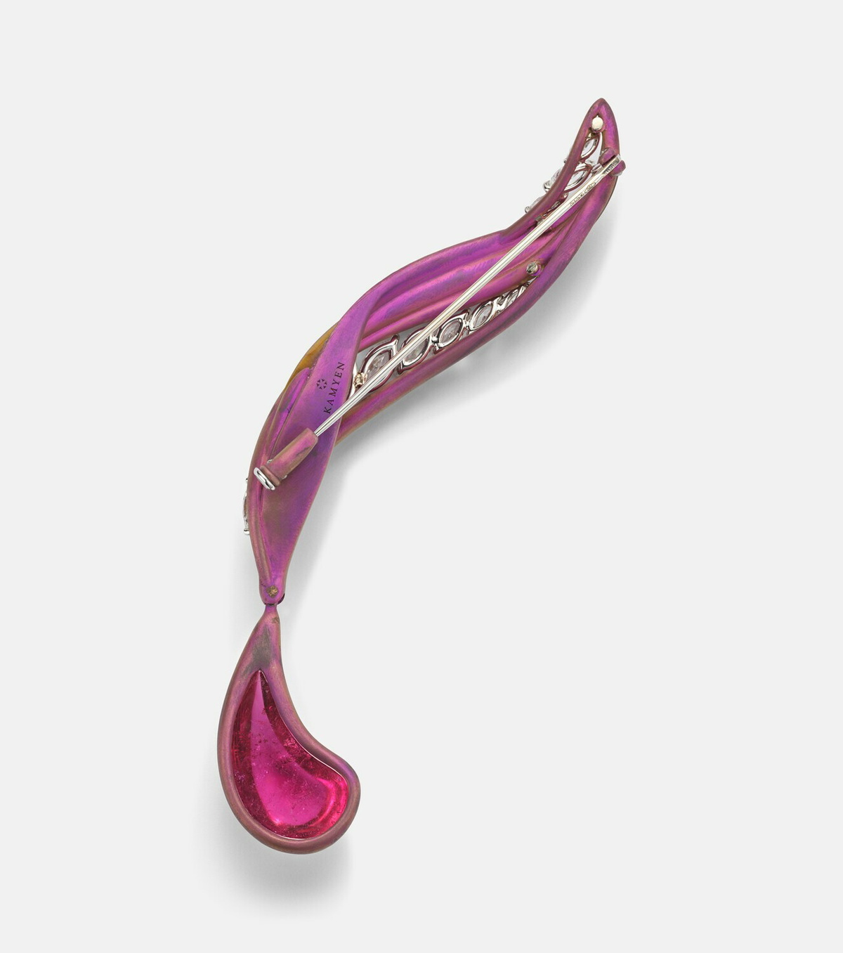 Kamyen Titanium brooch with gemstones