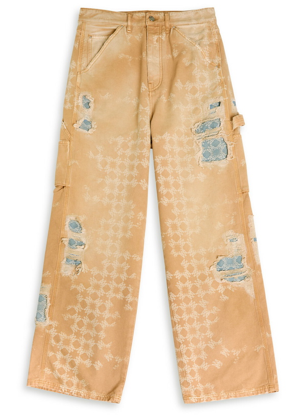 Photo: Amiri Denim Repair Logo Wide-leg Jeans Camel