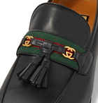 Gucci - Paride Webbing-Trimmed Tasselled Leather Loafers - Black