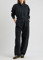 Frame The Cocoon Belted Denim Jumpsuit Black