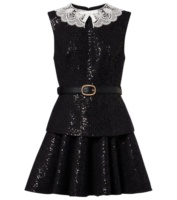 Photo: Self-Portrait Belted sequined bouclé minidress