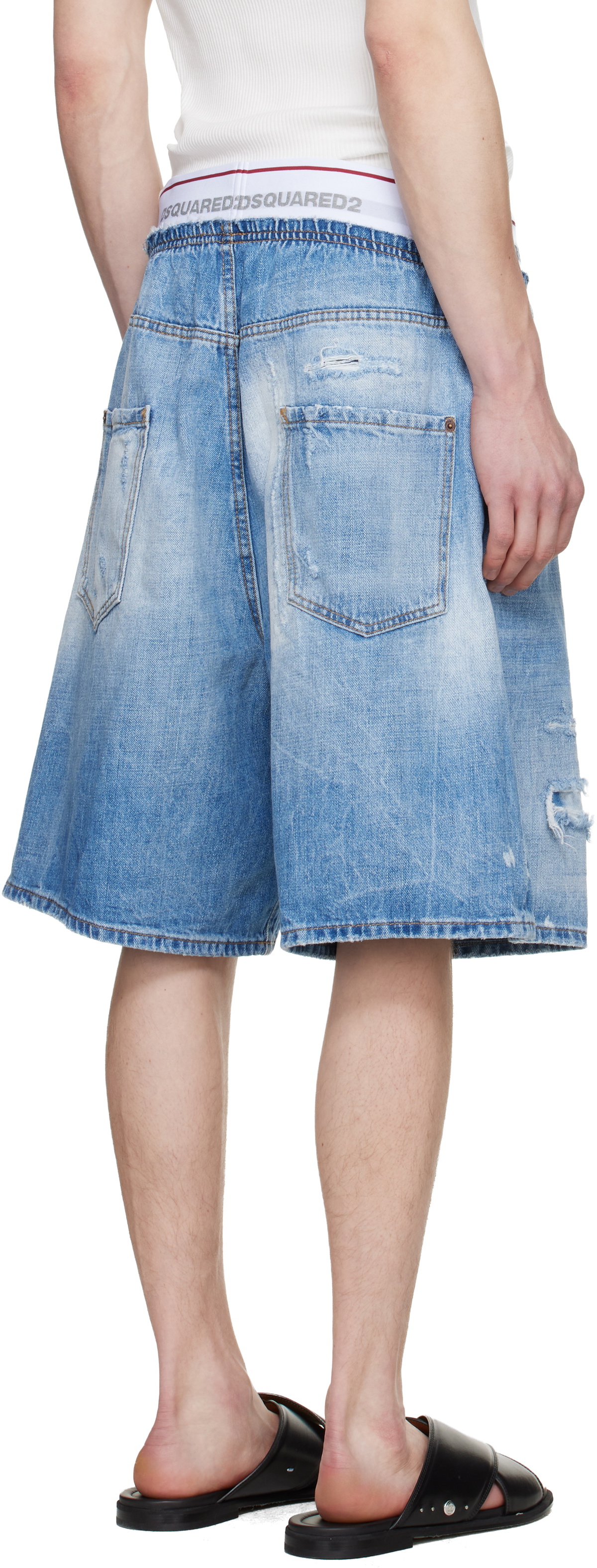 Dsquared2 Blue Light Wash Surfer Denim Shorts