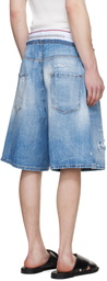 Dsquared2 Blue Light Wash Surfer Denim Shorts