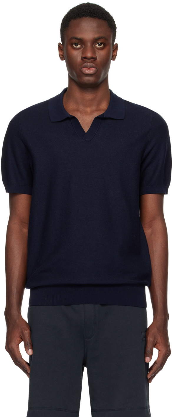 Placket Examplepolo BOSS Navy Open Placket Polo BOSS