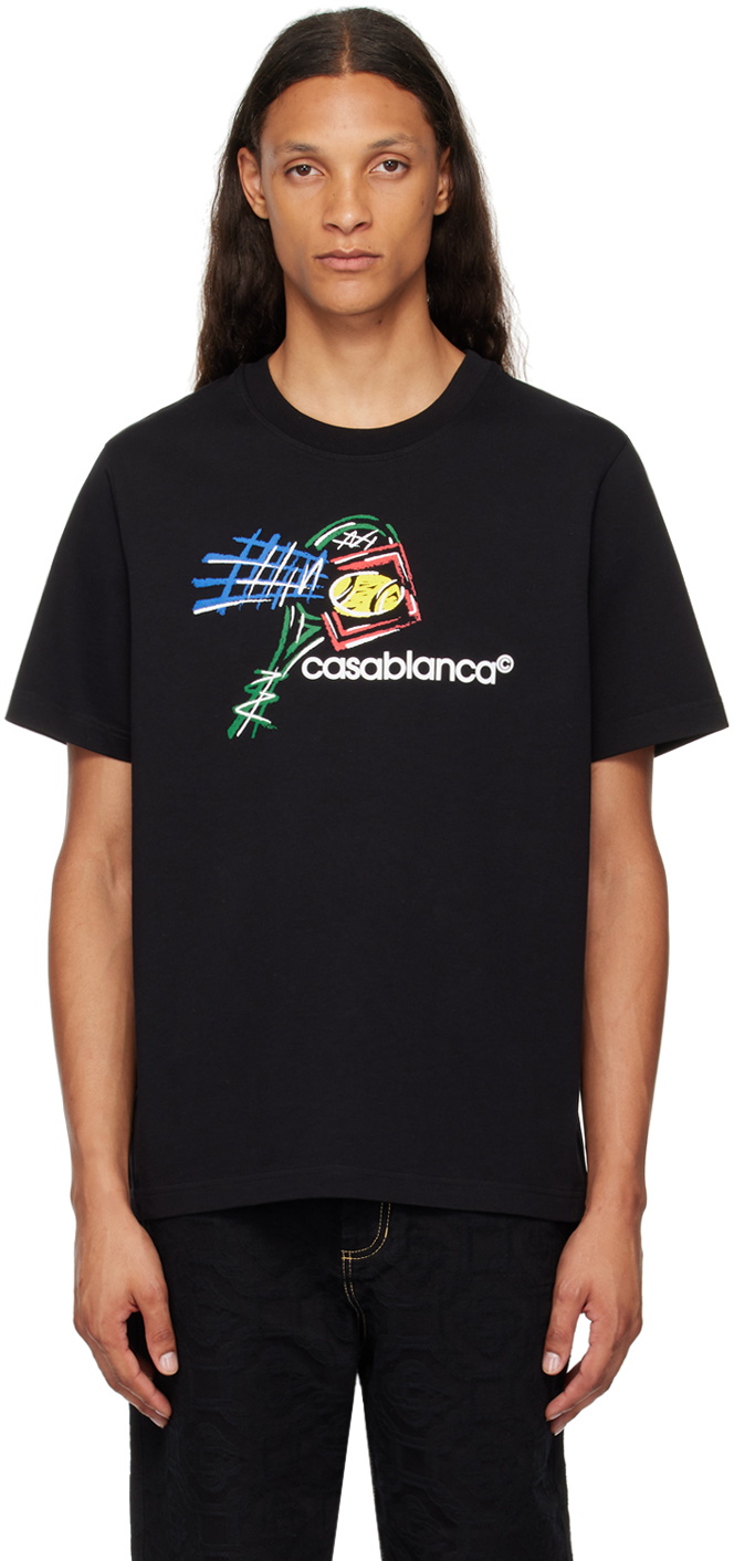 Casablanca Black Croquis De Tennis T-Shirt Casablanca