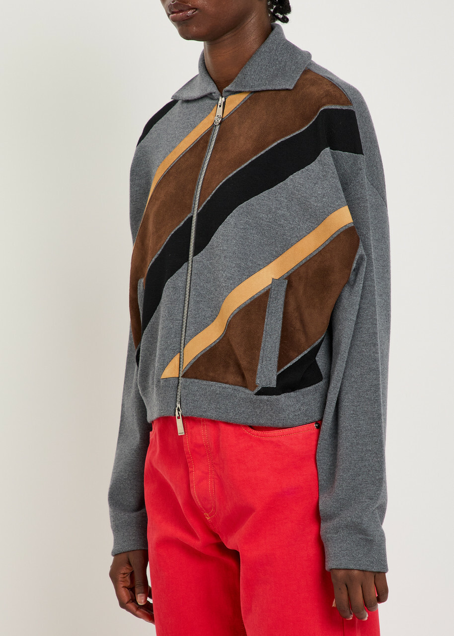 Versace Panelled Wool-blend Jacket Grey