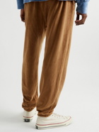 Les Tien - Tapered Garment-Dyed Cotton-Blend Velour Sweatpants - Brown